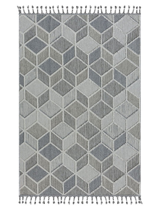 Astra Trevi 6831 In- & Outdoorteppich Rauten Grau/Blau