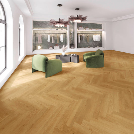Joka Klick-Vinyl Designböden 555 Wooden Styles Herringbone Click 7,0/0,55 mm m. IXPE 705H Oak Natural EIR