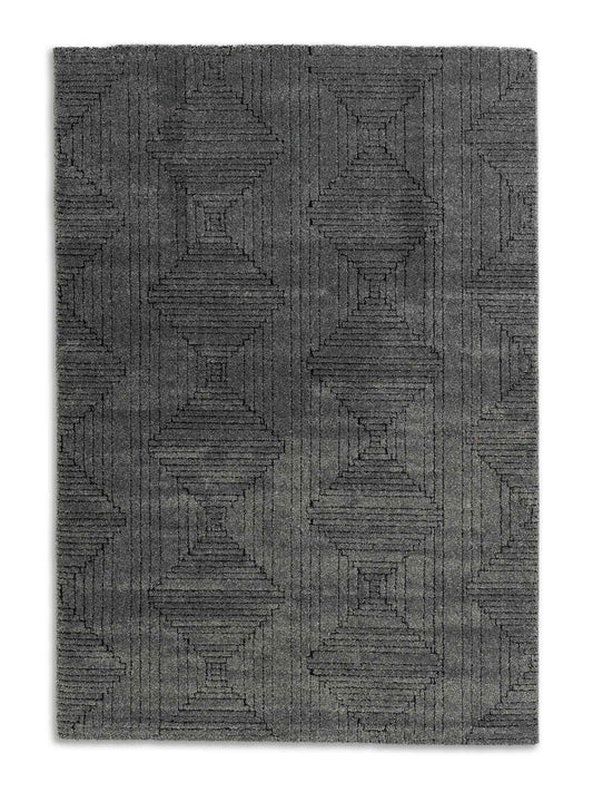 Schöner Wohnen Pure Design 6317 Webteppich Streifen/Rauten Anthrazit