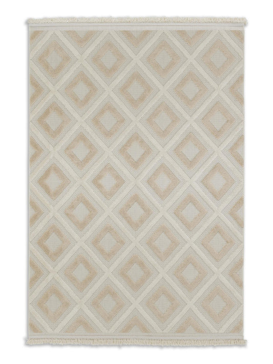 Schöner Wohnen Summer 6352 Outdoorteppich Quadrate Beige