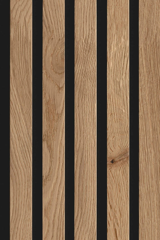 Joka Paro Akustikpaneele PAS360 Eiche Rustikal - Schwarzes Vlies - geölt Echtholzpaneel 2400x600mm