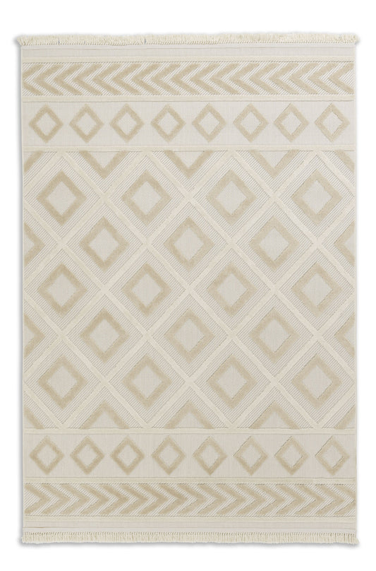 Schöner Wohnen Summer 6352 Outdoorteppich Bordüre Quadrate Beige - Brombach Gmbh