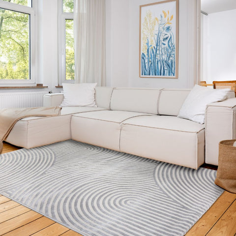 Astra Jules 6992 Kurzflor-Teppich Kringel Silber