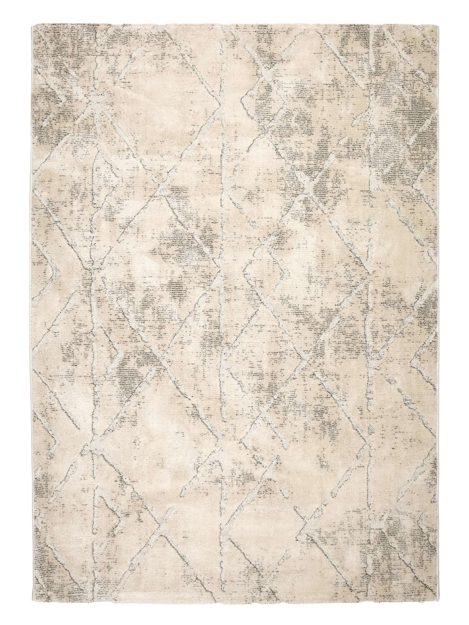 Astra Lou 6991 Kurzflor-Teppich Rauten Creme-Grau