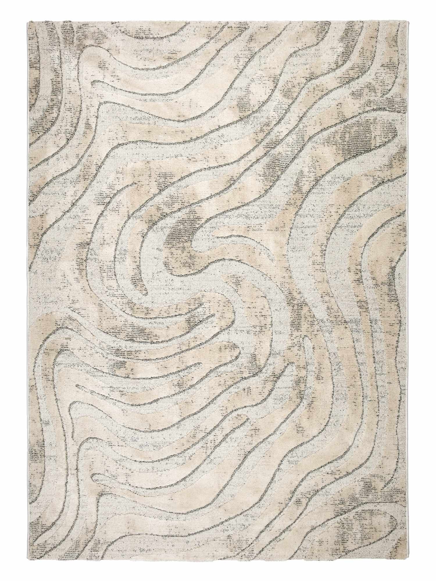Astra Lou 6991 Kurzflor-Teppich Wellen Creme-Grau