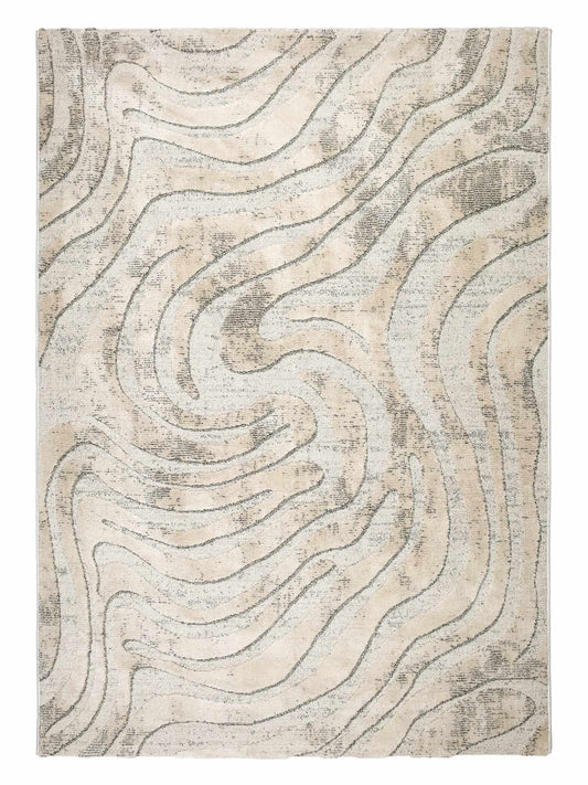 Astra Lou 6991 Kurzflor-Teppich Wellen Creme-Grau