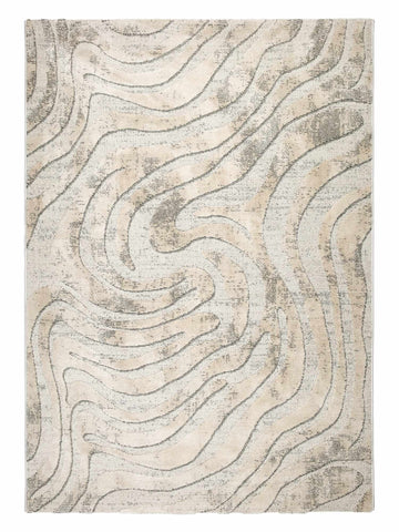 Astra Lou 6991 Kurzflor-Teppich Wellen Creme-Grau