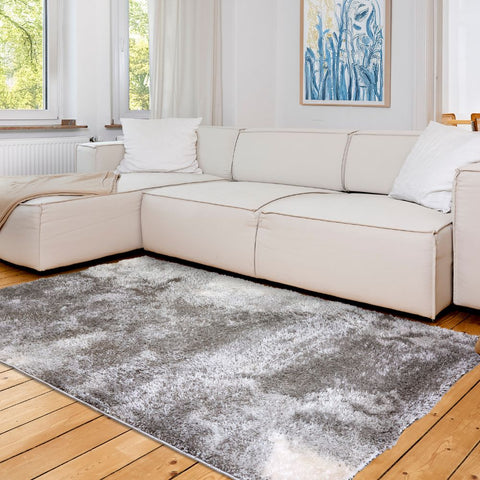 Astra Paulie 6983 Hochflor-Teppich Marmor Silber