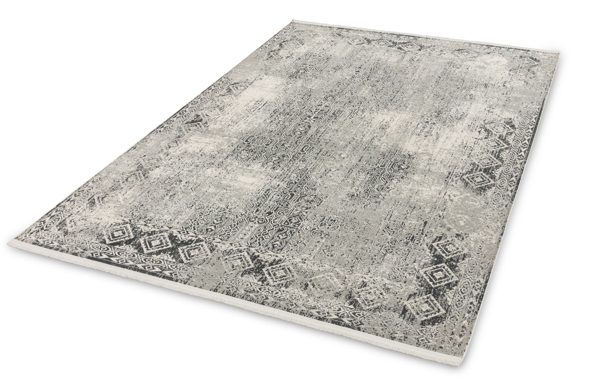 Astra Positano 6688 Webteppich Grau/Creme Bordüre