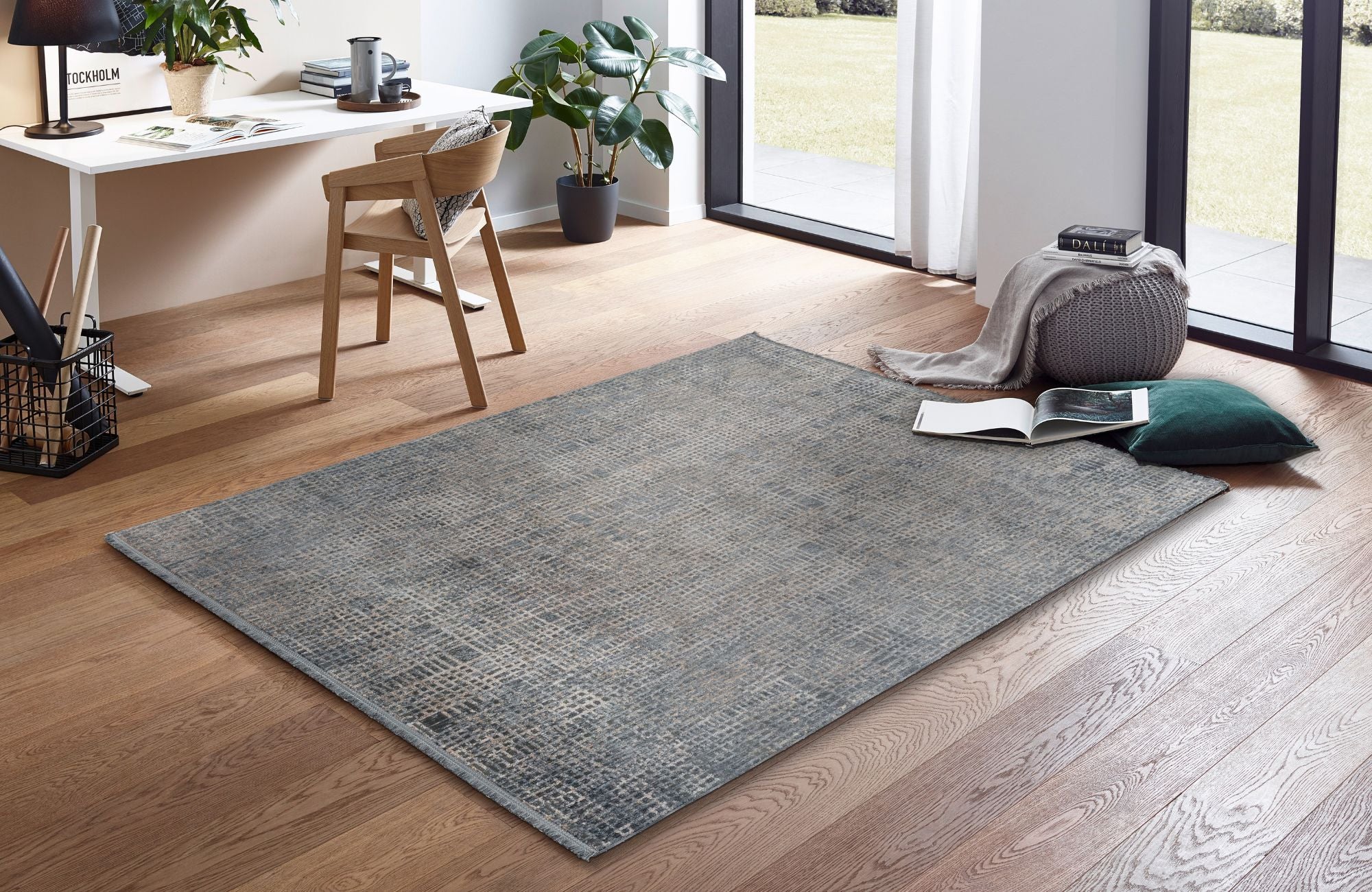 Astra Sarezzo 6635 Webteppich Gitter Blau