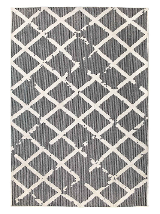 Astra Serina 6973 In- & Outdoorteppich Rauten Grau/Weiß