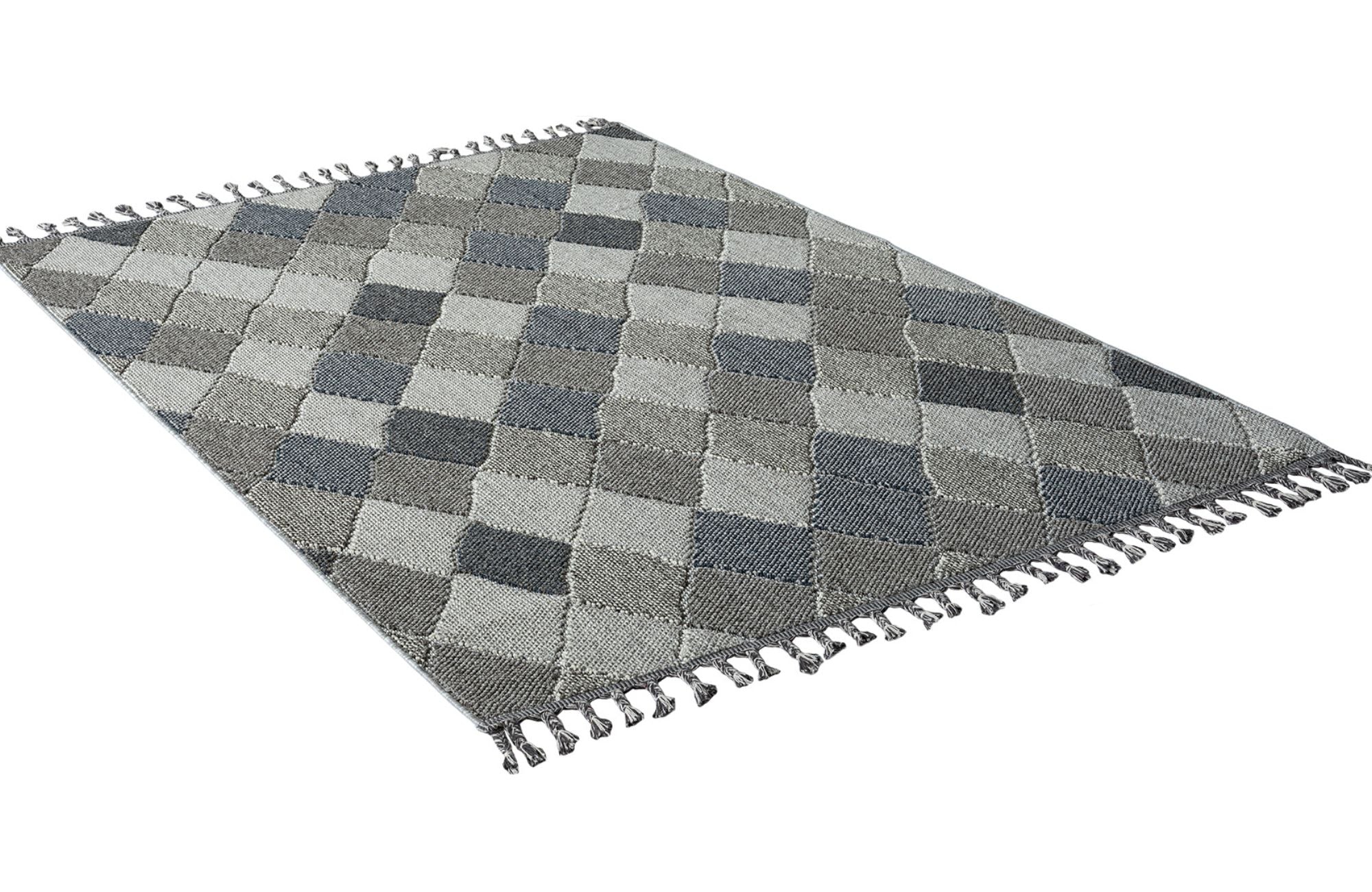 Astra Trevi 6831 In- & Outdoorteppich Rauten Blau/Grau