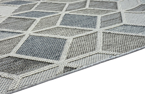Astra Trevi 6831 In- & Outdoorteppich Rauten Grau/Blau