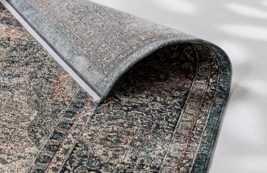 Astra Tropea Teppich Medaillon Blau Rücken