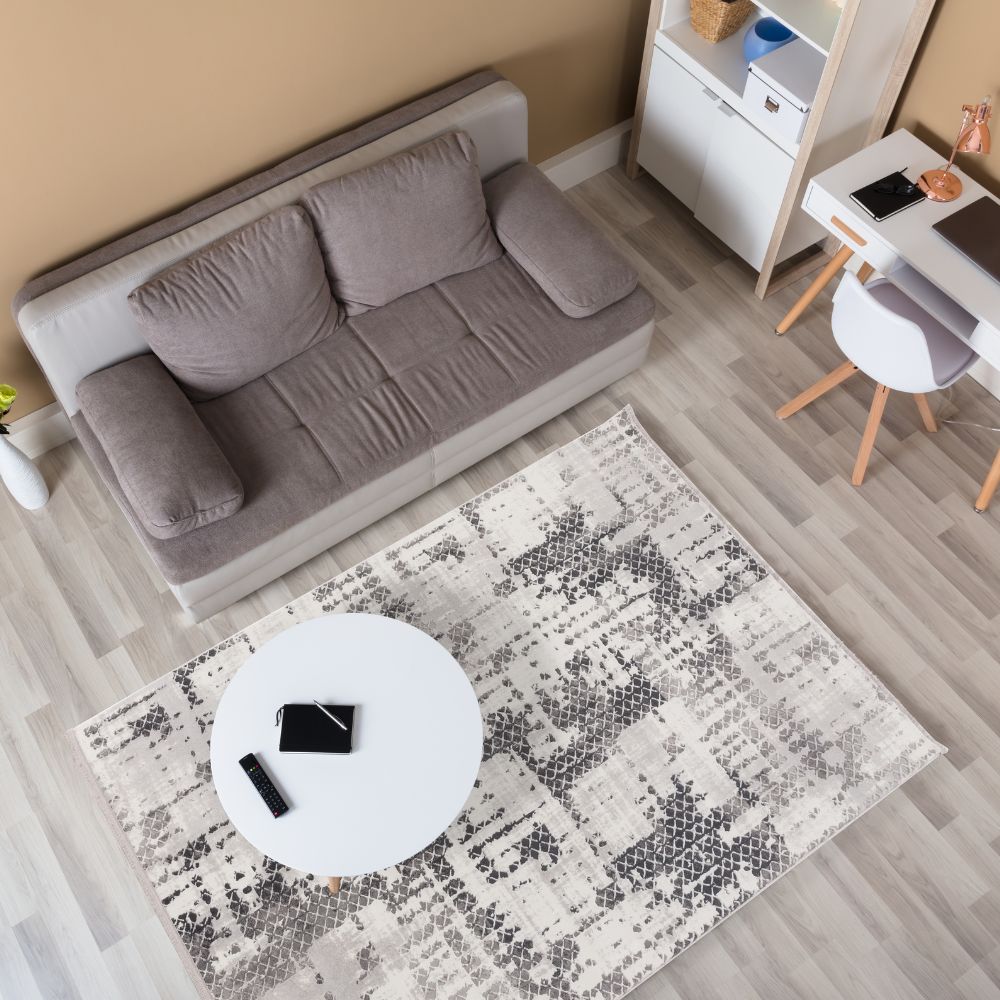 Astra Vercelli 6651 Kurzflorteppich Allover Anthrazit/Creme