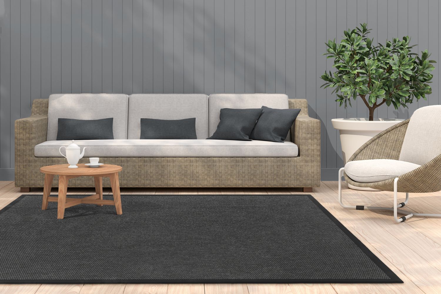 Dekowe Naturana Panama - S2 In- & Outdoorteppich 007 Schwarz