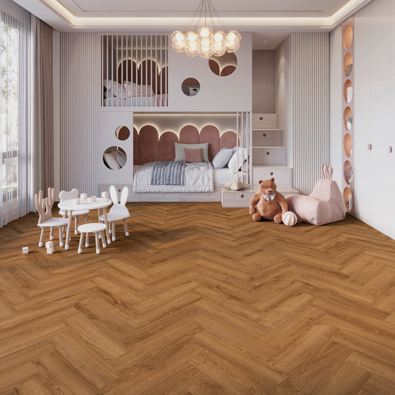 Joka Klebe-Vinyl Design 555 Evolut 2,5/0,55mm Fischgrät 5105 Cognac Oak EIR 63,20x15,8