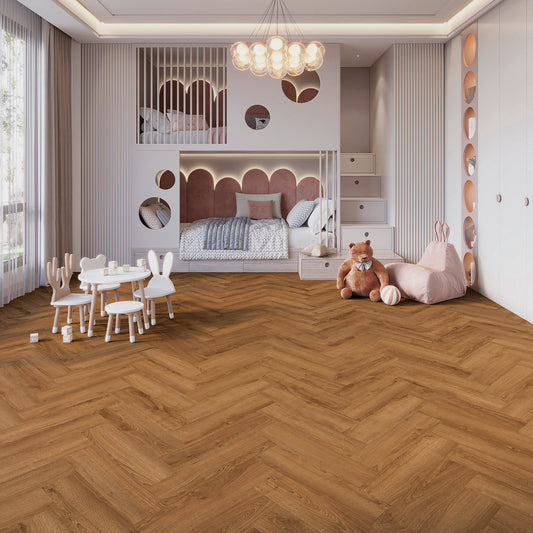 Joka Klebe-Vinyl Design 555 Evolut 2,5/0,55mm Fischgrät 5105 Cognac Oak EIR 63,20x15,8