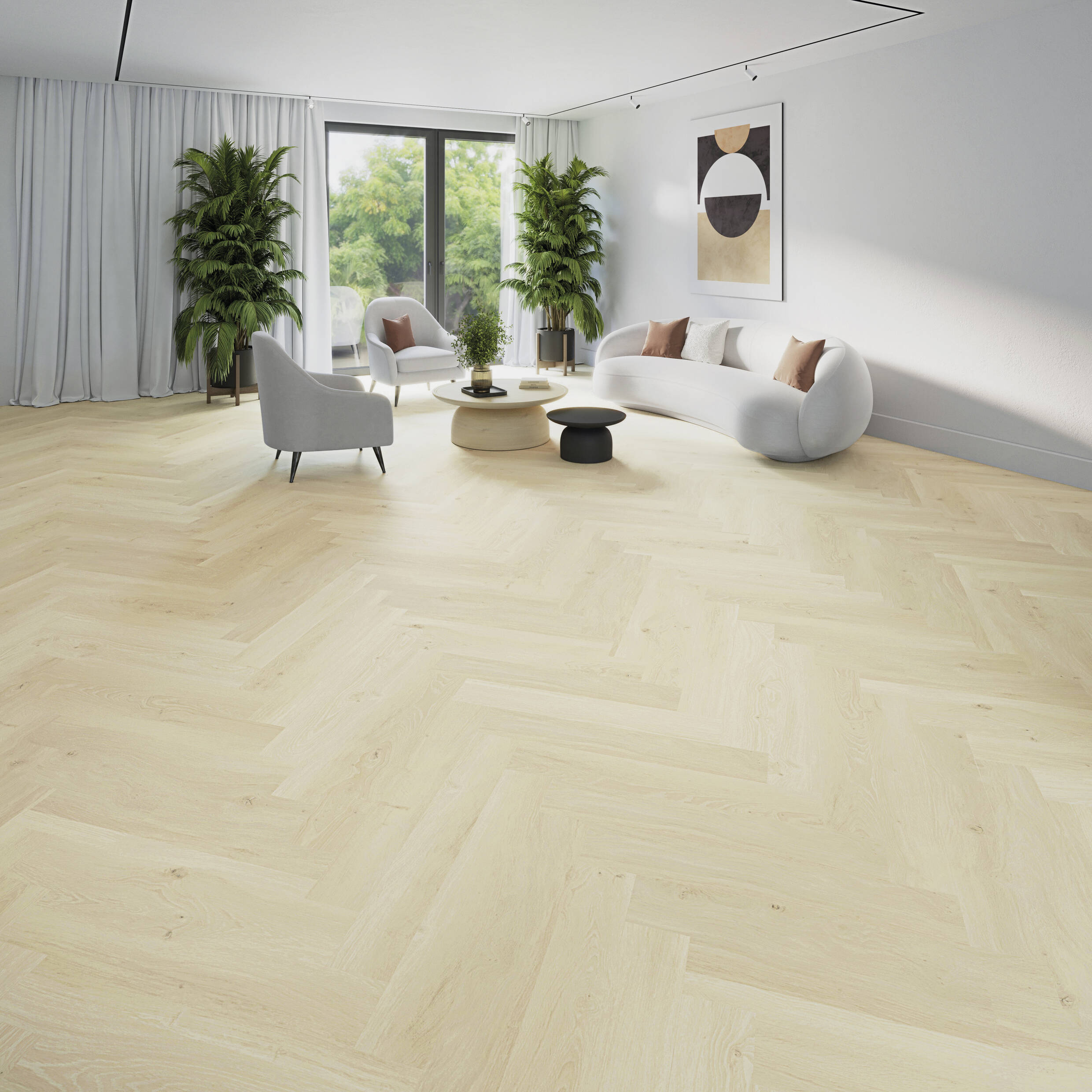 Joka Klebe-Vinyl Designböden 555 Wooden Styles Herringbone 2,5/0,55 mm 6701 OakLight EIR