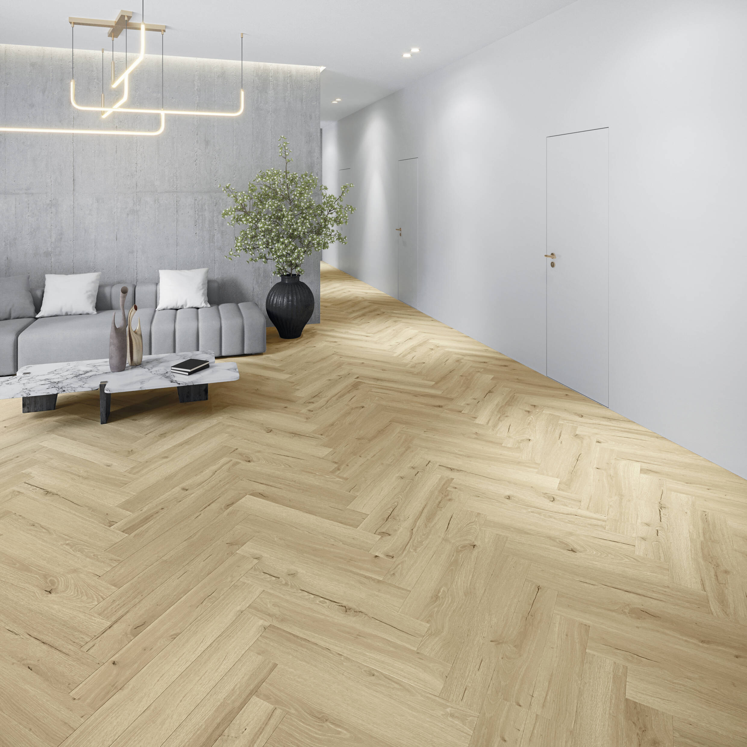 Joka Klebe-Vinyl Designböden 555 Wooden Styles Herringbone 2,5/0,55 mm 6702 OakCream EIR