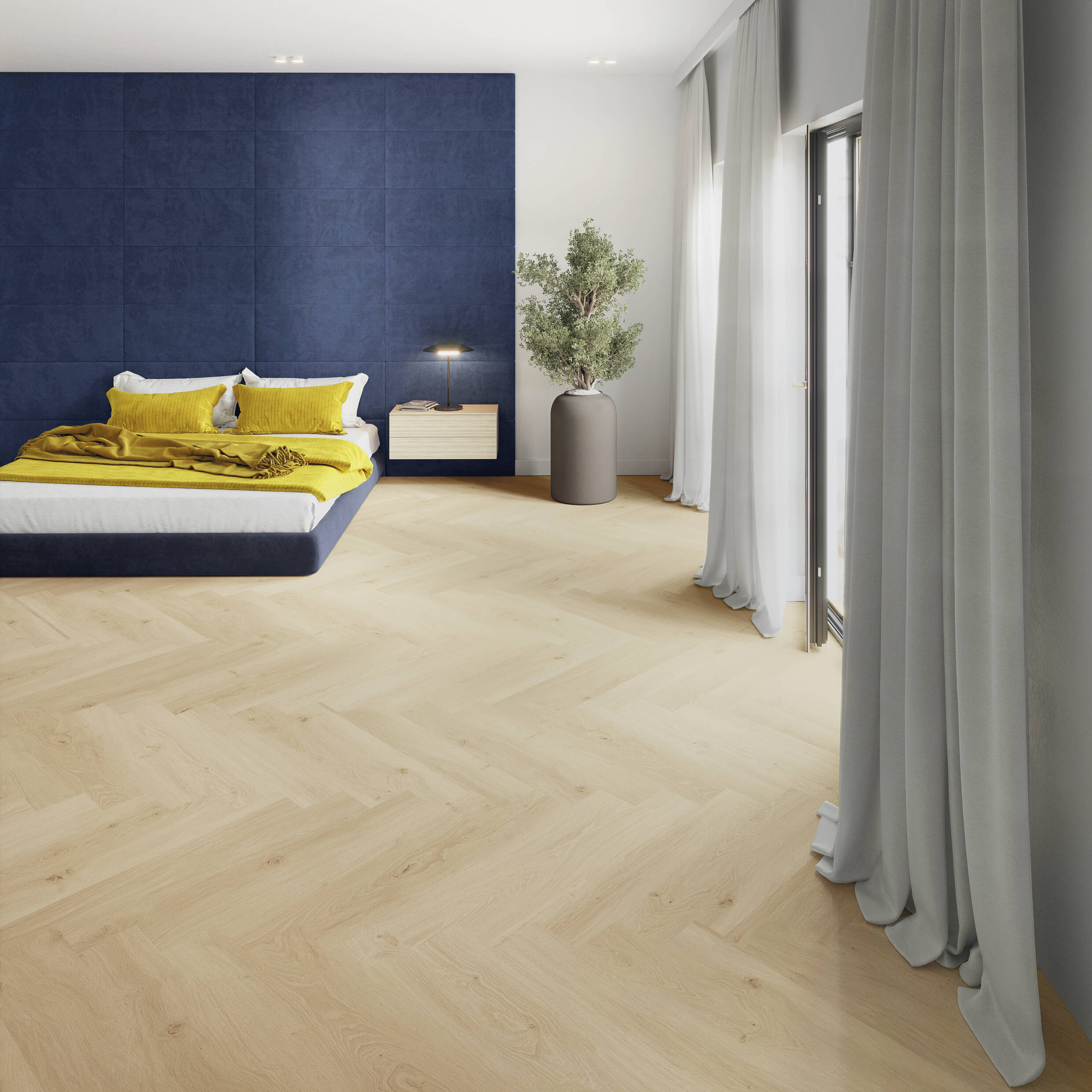 Joka Klebe-Vinyl Designböden 555 Wooden Styles Herringbone 2,5/0,55 mm 6704 OakBlond EIR