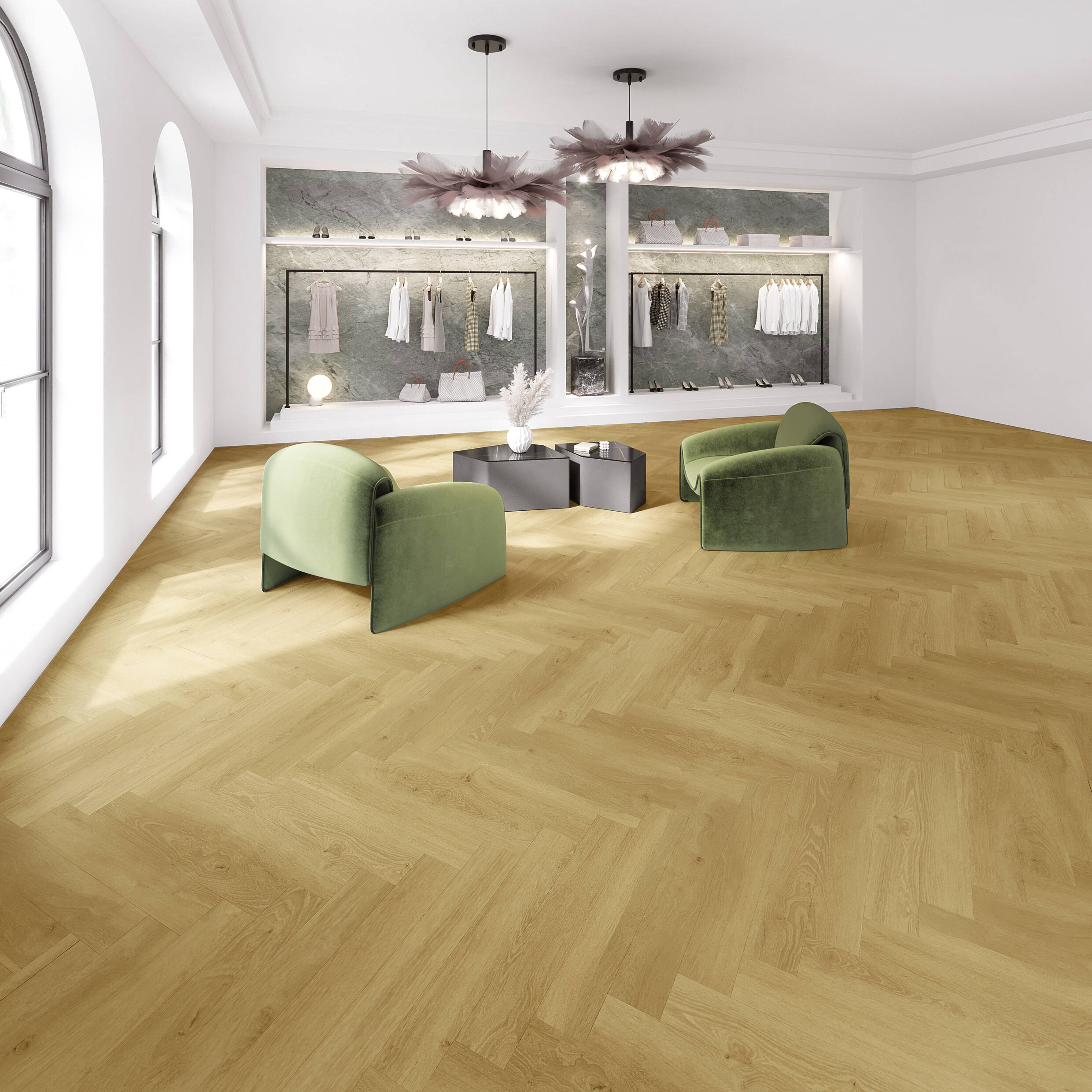Joka Klebe-Vinyl Designböden 555 Wooden Styles Herringbone 2,5/0,55 mm 6705 OakNaturaEIR