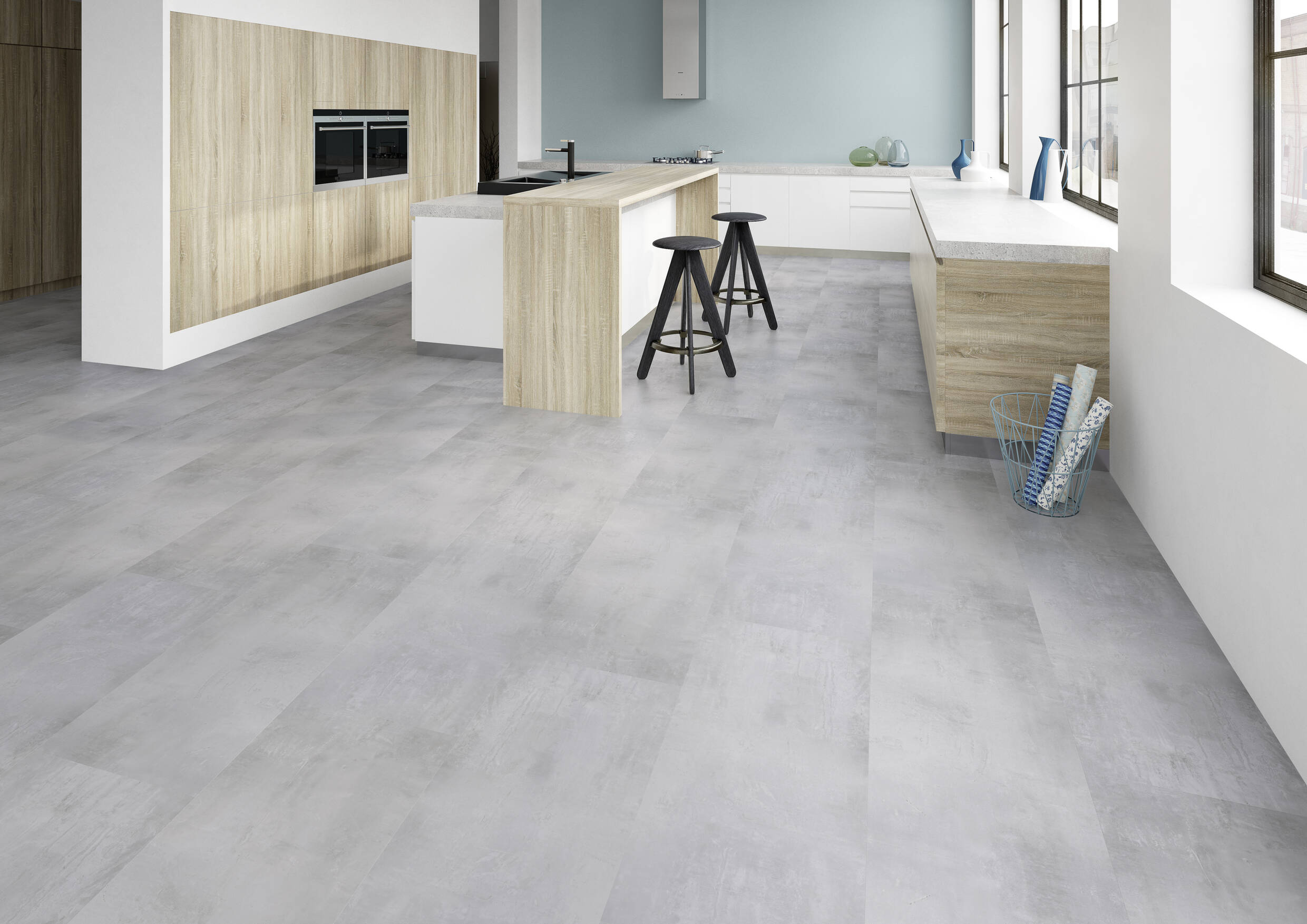 Joka Klick-Vinyl Classic Designböden 340 HDF KORK 9,6mm/32er 265B Bright Concrete 4265