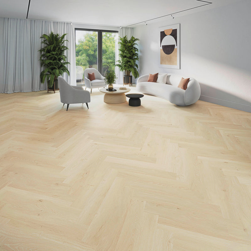 Joka Klick-Vinyl Designböden 555 Wooden Styles Herringbone Click 7,0/0,55 mm m. IXPE 701H Oak Light EIR