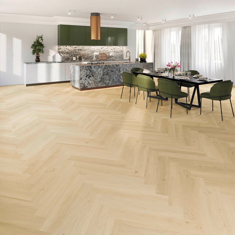 Joka Klick-Vinyl Designböden 555 Wooden Styles Herringbone Click 7,0/0,55 mm m. IXPE 703H Oak Nordic EIR