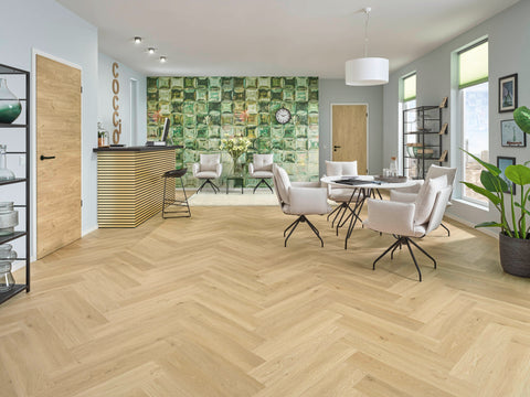 Joka Klick-Vinyl Designböden 555 Wooden Styles Herringbone Click 7,0/0,55 mm m. IXPE 704H Oak Blond EIR