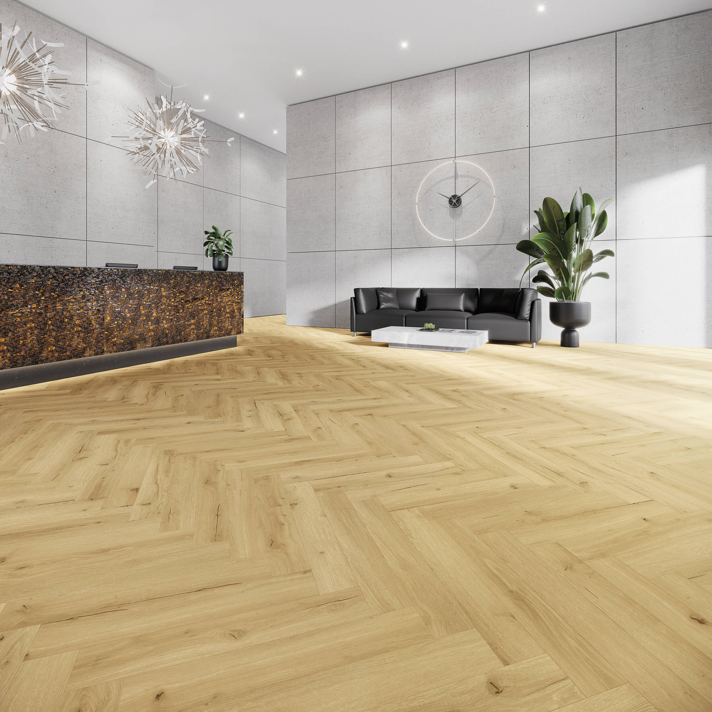 Joka Klick-Vinyl Designböden 555 Wooden Styles Herringbone Click 7,0/0,55 mm m. IXPE 706H Oak Chalet EIR