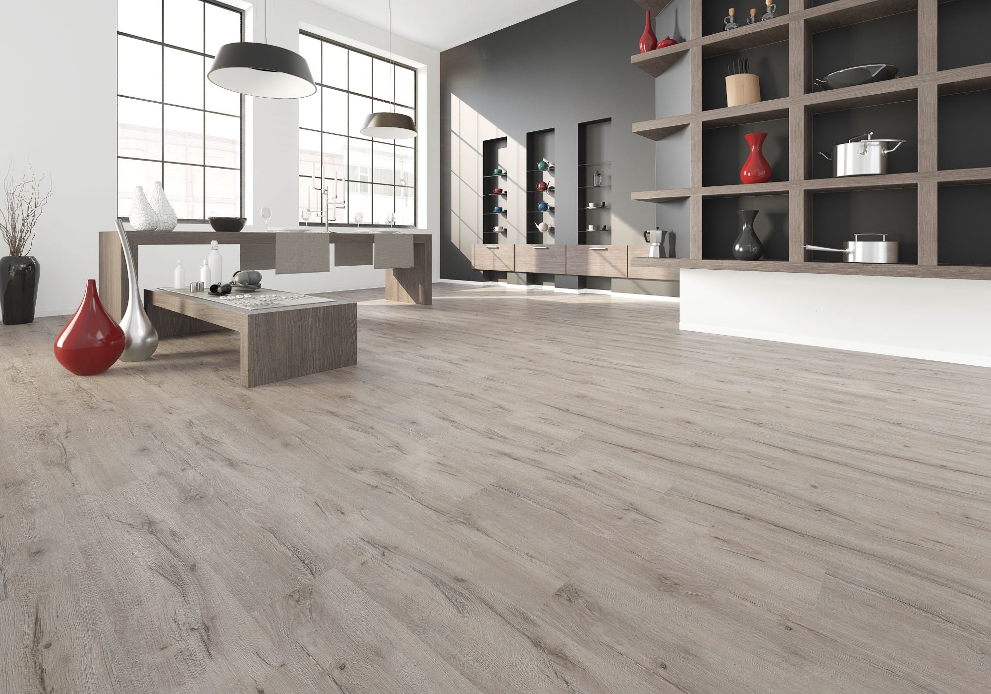 Joka Klick-Vinyl Designböden DESIGN 555 Click 6,0mm/NS 0.55mm Rigid Board m. IXPE 529 Rustic Grey Oak