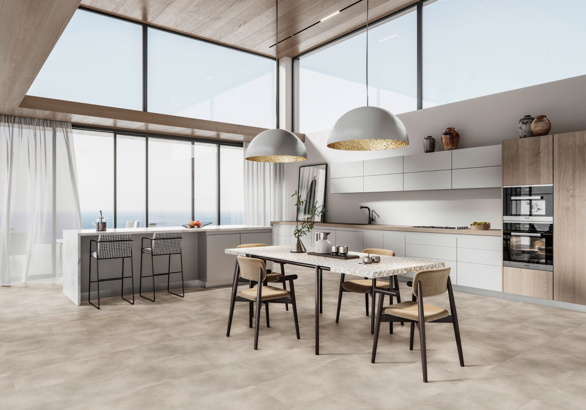 Repac Klick-Vinyl Modern Concrete 65-05 MF100045 - Creme | inkl. Trittschalldämmung & weiße Sockelleiste