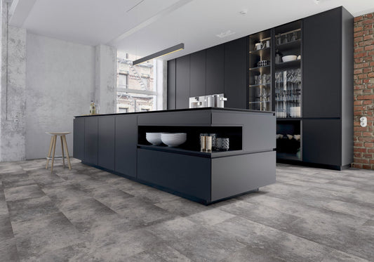 Repac Klick-Vinyl Modern Concrete 65-05 MF100048 - Cloudy | inkl. Trittschalldämmung & weiße Sockelleiste