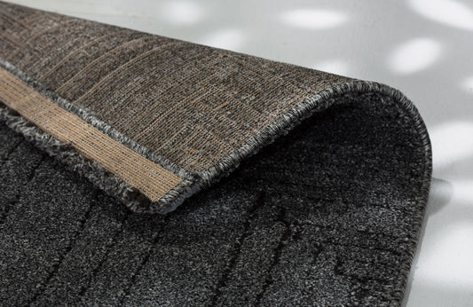 Schöner Wohnen Pure Design 6317 Webteppich Streifen/Rauten Anthrazit